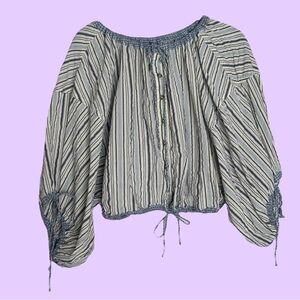 We The Free Blue and White Striped Blouse